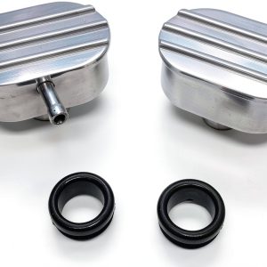 Polished Aluminum PCV Breather Kit by Pirate Mfg Oval Finned Valve-0