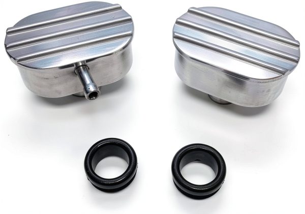Polished Aluminum PCV Breather Kit by Pirate Mfg Oval Finned Valve-0