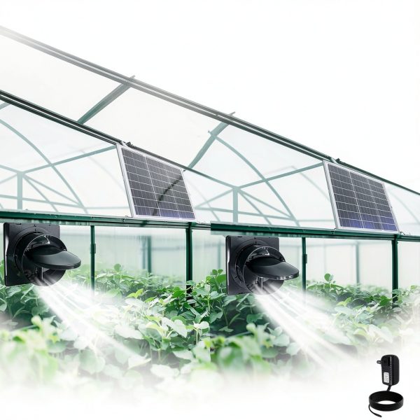 Solar Exhaust Fan, 25W Solar Panel + 8" Ventilation Vent Fan, with Power Adapter, Anti-backflow Valve, High Speed Solar Powered Exhaust Fan with Bracket for Shed, Chicken Coop, Greenhouse, Dog House-3